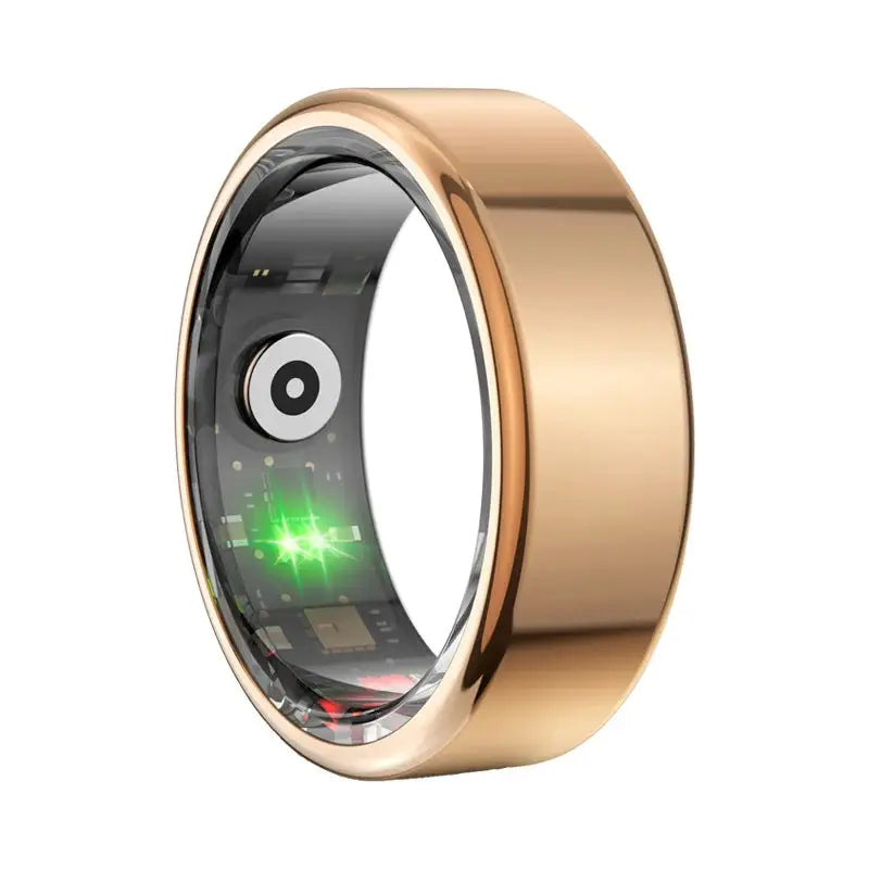 Uni•Q-Ring - Wireless Smart Ring (Stainless Steel Case, Waterproof, Chip RF03, BT Connection, Heart Rate & Sleep Monitoring, Sports Mode) - UniSex + Easy 15-Day Returns - Earbuds (Free Gift) - Unipod