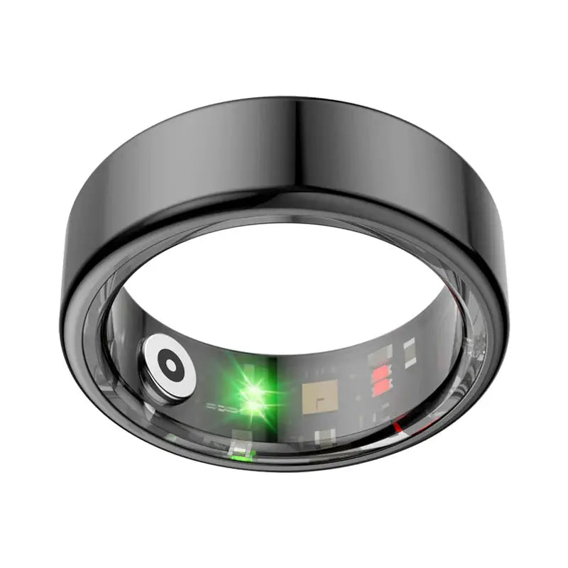 Uni•Q-Ring - Wireless Smart Ring (Stainless Steel Case, Waterproof, Chip RF03, BT Connection, Heart Rate & Sleep Monitoring, Sports Mode) - UniSex + Easy 15-Day Returns - Earbuds (Free Gift) - Unipod